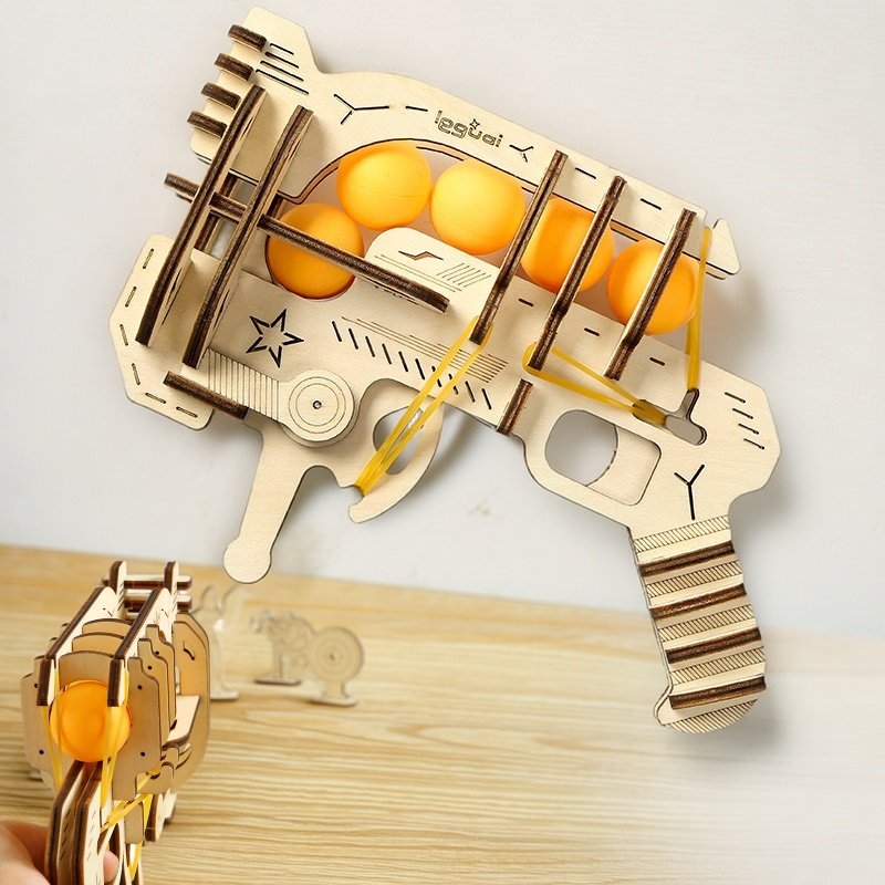 Kids Education Table - Pistola de Gomas Elásticas de Madera